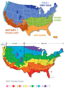 America's climate map showing moisture and temperature variations in each part of the country.