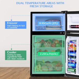 image of cu feet storage in the costway compact fridge
