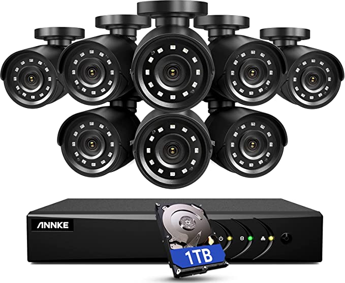 ANNKE 5MP Lite Security Camera System Outdoor with AI Human/Vehicle Detection, 8CH H.265+ DVR and 8 x 1920TVL 2MP IP66 Home CCTV Cameras, Smart Playback, Email Alert with Images, 1TB Hard Drive - E200